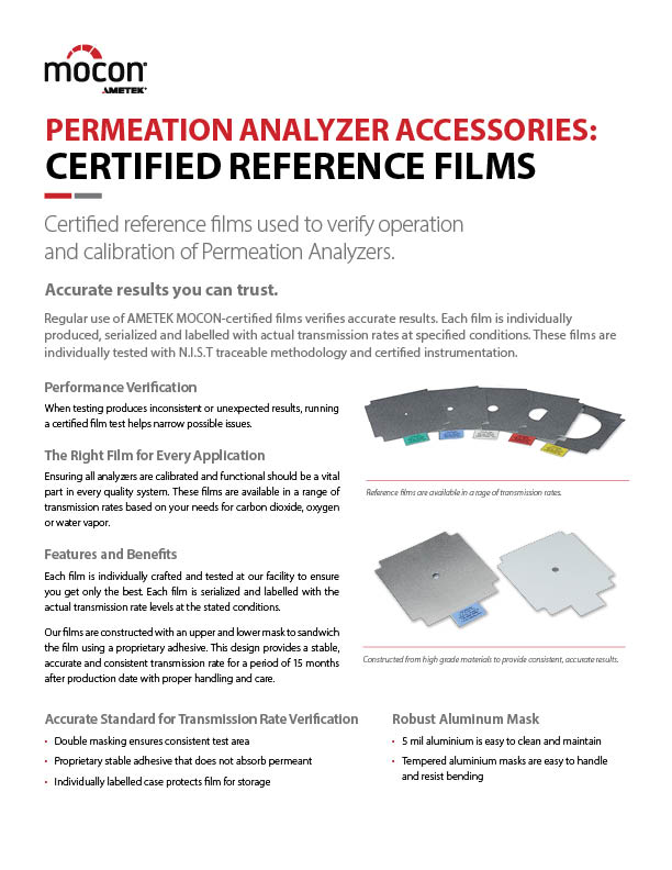 Accesorios para analizadores de permeabilidad: películas de referencia certificadas