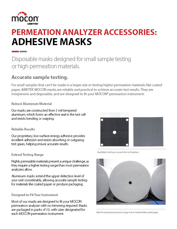 Accesorios para analizadores de permeación: máscaras adhesivas